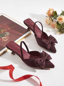 女士新款可爱蝴蝶结尖头防滑舒适高跟鞋（不对称镂空鞋面）
