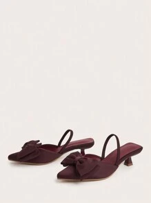 女士新款可爱蝴蝶结尖头防滑舒适高跟鞋（不对称镂空鞋面）