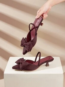 女士新款可爱蝴蝶结尖头防滑舒适高跟鞋（不对称镂空鞋面）