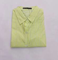 Women's Dress Shirt Pinstripe Stripes Thin - Verde Lima - Ver 2