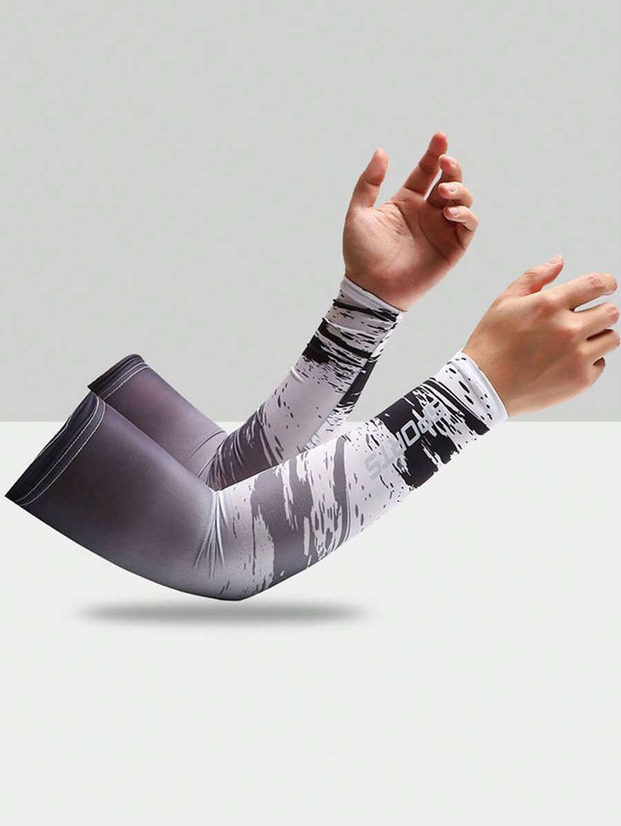 1 Pair Black UV Protection Cooling Arm Sleeves, Breathable Quick-Dry Stretchy Ice Silk Fabric For Outdoor, Driving, Travel, Spring/Summer Sleeves Cover Arms White Gloves Arm Warmers Autumn Outfits Halloween Costumes Black Arm Sleeve Gifts For Men - Black - View 1