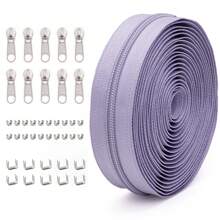1 Set = 4.5M Zipper + 10 Zipper Pulls + 20 Top Stops + 10 Bottom Stops, #5 Nylon Zippers, 85 Color Options, Suitable For Garments, Bags, Home Textiles, Bedding