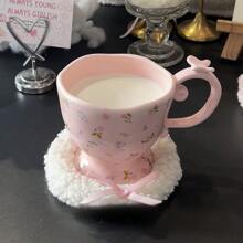 Caneca de cerâmica criativa e fofa de 380 ml, copo de água minimalista e de grande capacidade para a volta às aulas