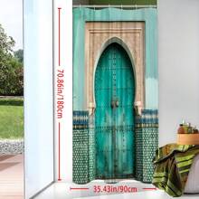 Moroccan Door Shower Curtain, Decorative Wall Art Polyester Bath Curtain With Hooks, Water-Resistant Woven Fabric, Artistic Theme, Machine Washable Home Bathroom Decor Fall Decor Bathroom Accessories Back To School - Multicolor - View 9