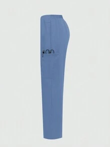 cimmuovere Pantalon d'uniforme de service infirmier confortable, de couleur unie, simple, avec plusieurs poches pour femmes