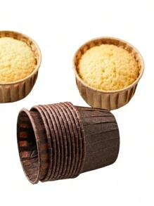 LIFETALK 50/100PCS White, Kraft, Brown Paper Muffin Cups Homemade Baking Molds Kitchen Birthday Party Supplies PE Coated Oilproof Printing Design Round Cupcake Cases