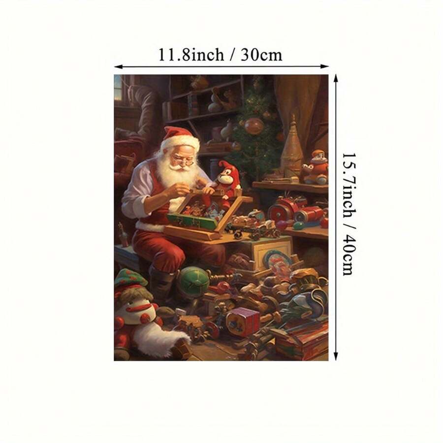 Santa Claus In Toy Workshop, Modern Art Decoration, Very Suitable For Bedroom, Living Room, Corridor, Home Decoration-1 Pc Wooden Framed Canvas Painting Thickness Cm/0.9inch High Quality Wall Art Prints Poster Direct Hanging Wall Picture Decor For Home Gifts, Christmas Gifts, Living Room, Bath Room, Bedroom, Kitchen - 12*16inch(30*40CM) - View 1
