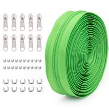 1 Set = 4.5M Zipper + 10 Zipper Pulls + 20 Top Stops + 10 Bottom Stops, #5 Nylon Zippers, 85 Color Options, Suitable For Garments, Bags, Home Textiles, Bedding