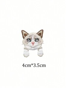 1 Piece Iron On Cartoon Animal Cat Embroidery Handbook Decoration Cloth Self Adhesive Clothes Patch Stickers Summer, School