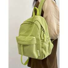 Women Corduroy Backpack Medium Fashion Casual College School Bag Girls Women Waterproof - 綠色 - 查看 7