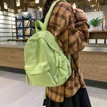 Women Corduroy Backpack Medium Fashion Casual College School Bag Girls Women Waterproof - 綠色 - 查看 1