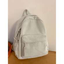 Women Corduroy Backpack Medium Fashion Casual College School Bag Girls Women Waterproof - 米色 - 查看 2
