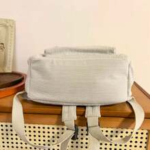 Women Corduroy Backpack Medium Fashion Casual College School Bag Girls Women Waterproof - 米色 - 查看 6