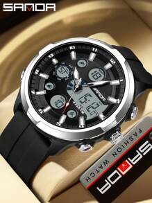 SANDA. SANDA Top Brand Men's Multifunctional Electronic Clock Outdoor Luminous Alarm Clock Military Waterproof LED Digital Quartz Watch - one-size - View 4