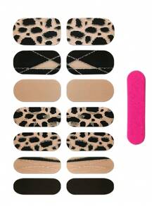 1sheet Leopard Print Nail Art Sticker & 1pc Nail File Nail Stickers DIY - Multicolor - View 4