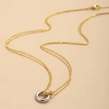 Diamday 1PC Stainless Steel Two-Color Pendant Necklaces For Women Chokers Fashion Festival Party Gift Jewelry