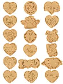 18Pcs Heart Cookie Cutter Set, Mini Plastic Cookie Cutters, Cute Cookie Stamps For Sandwich, Fruit, Pastry, Kawaii Food, Valentines Day Wedding Cookie Baking Supplies - 18pcs set - 查看 2