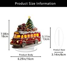 Charming Acrylic Christmas Truck Decor - 7.09"X6.29" Holiday Tabletop Decoration, Suitable For Home, Office And Outdoor Spaces - Ideal Holiday Gift - Multicolor - View 2