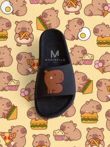 CHINELO CAPIVARA CAPYBARA SLIDE UNISSEX INFANTIL JUVENIL ADULTO CONFORTAVEL MODA - Preto - Visão 4