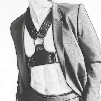 Accessori da palcoscenico per la Festa di San Valentino, corsetto aderente in colore unito con rivetti, cinturini in pelle sexy per uomo