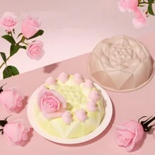1件8英寸玫瑰花硅胶蛋糕模具情人节蛋糕模具家用蛋糕烤盘烘焙工具情人节情人节装饰情人节情人节情人节礼物 - 彩色 - 查看 2