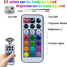 Battery Powered Small Led Lights, Mini LED Lights With Remote Control, 13 Colors And 4 Color Changing Modes Tea Lights For Wedding, Party, Christmas Decorations, Birthday Decorations, Halloween Decorations, Small Night Lights For Paper Lanterns Decor, Mini Pumpkin Lights For Inside Pumpkin
