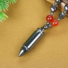 1pc Natural Stone Non-Magnetic Bullet Shape Men's Bead Chain Pendant, Retro - Gun Black - View 7