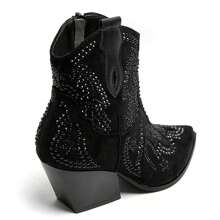 Pleated Shaft Ankle Boots With Decorative Buckle And Low Heel – Available In Several Colors - Black - View 4