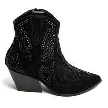 Pleated Shaft Ankle Boots With Decorative Buckle And Low Heel – Available In Several Colors - Black - View 2