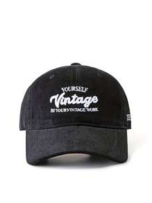 1 件毛绒厚复古字母刺绣拼色棒球帽，时尚 - 彩色 - 查看 8