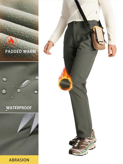 TECTOP Women Hiking Pants Thermal Lined Waterproof Hiking Insulated Softshell Pants Slim With Pockets Outdoor