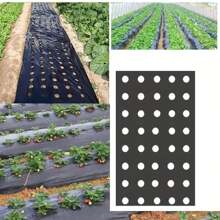 1pc Perforated Plastic Garden Mat PE Black-Silver Landscaping Barrier Mulch Film