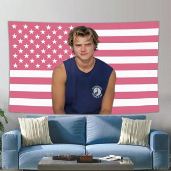 JJ Outerbanks Pink American Flag Artistic Tapestry Bedroom Decoration Wall Hanging Tapestry Room Decor,Holiday Gifts,Dormitory Decoration