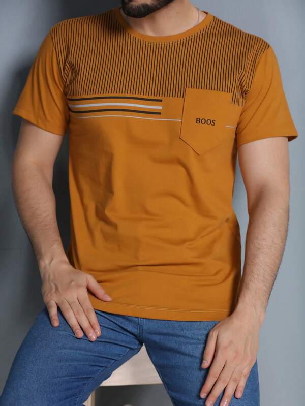 Camiseta Masculina Gola Careca Com bolso Dia dos Pais