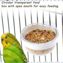 可拆卸透明碗，小食杯，方便悬挂种子，喂水器，适用于鸟类、鹦鹉、金丝雀 - 無色 - 查看 1