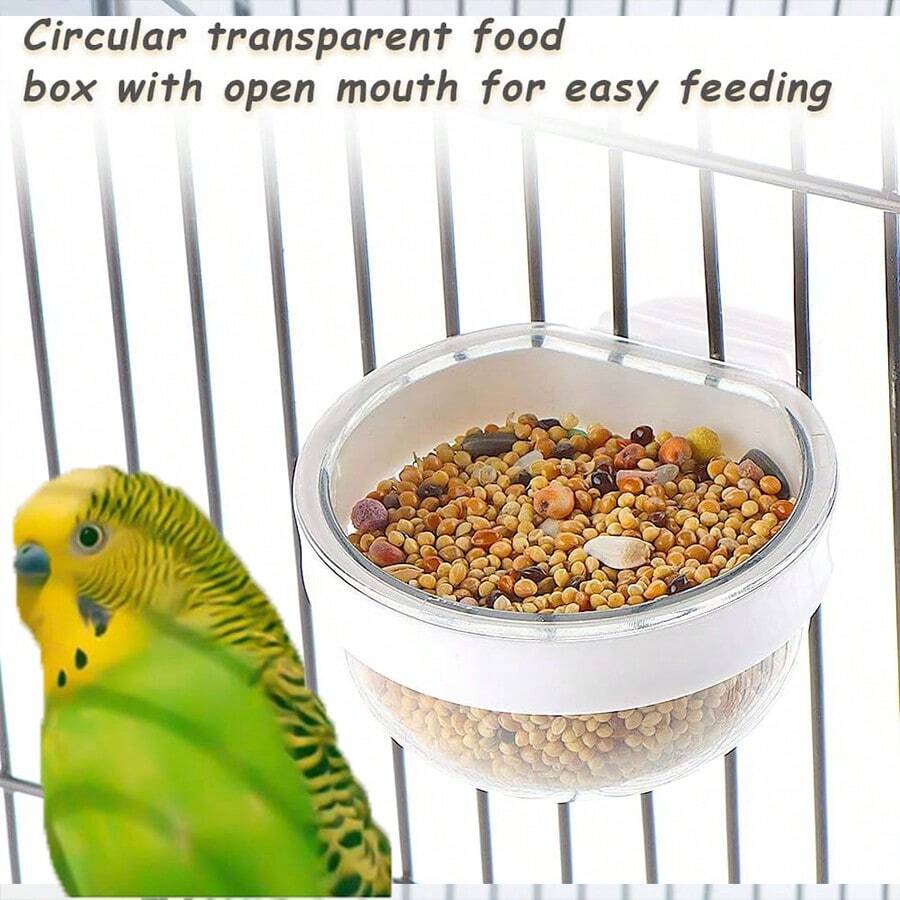 可拆卸透明碗，小食杯，方便悬挂种子，喂水器，适用于鸟类、鹦鹉、金丝雀 - 無色 - 查看 1