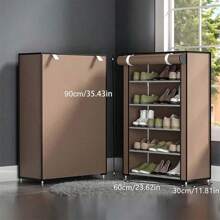 1pc 6/8/10 Grid Shoe Cabinet Combination Coat Rack Multifunctional And Simple Shoe Rack With Dust Cover, Simple Shoe Rack With Dustproof Cover Multi-Layer Shelf Doorway Fabric Cover Shoe Cabinet Indoor Household Shoe Storage