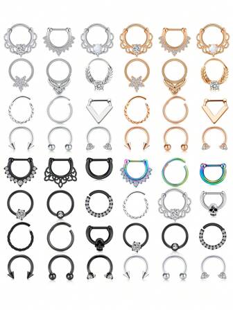 CIZME 12 piezas de 16G Anillos de septum, joyas de septum, anillos de nariz de herradura de acero inoxidable, pendientes de aro de cartílago, aro de hélix, tragus, septum, joyas de perforación, anillos de septum, anillos de bola cautiva, joyas de perforación de herradura, cartílago, hélix, daith, tragus, aro de labio con bisagra, aro de nariz sin costura para mujeres y hombres