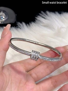 Camhanno 1 Piece Of Stainless Steel Bracelet For Elegant Fashion Party, A Holiday Gift For Both Men And Women - Silver - View 11