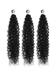 100g/3 Stücke Lockiges Kunsthaar Verlängerungen in Schwarztönen, dicke, äußerst weiche Proteinseide kleine Locken Bündel 24 26 28 Zoll, praktisch und angenehm