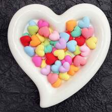 10/20/30pcs Cute Colorful Heart Shaped Resin Craft Accessories, DIY Hair Clip, Shoe Decor, Hat Patch, Handcraft Materials - Random Color