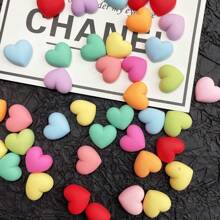 10/20/30pcs Cute Colorful Heart Shaped Resin Craft Accessories, DIY Hair Clip, Shoe Decor, Hat Patch, Handcraft Materials - Random Color