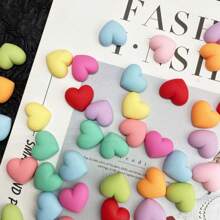 10/20/30pcs Cute Colorful Heart Shaped Resin Craft Accessories, DIY Hair Clip, Shoe Decor, Hat Patch, Handcraft Materials - Random Color