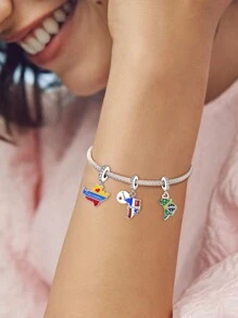 1 PIEZA Colgante de bola con charms del Estatua de la Libertad en Navidad, México, Puerta de la Victoria y Alpaca peruana, adecuado para pulseras y joyería de mujer DIY - Plateado - Ver 6
