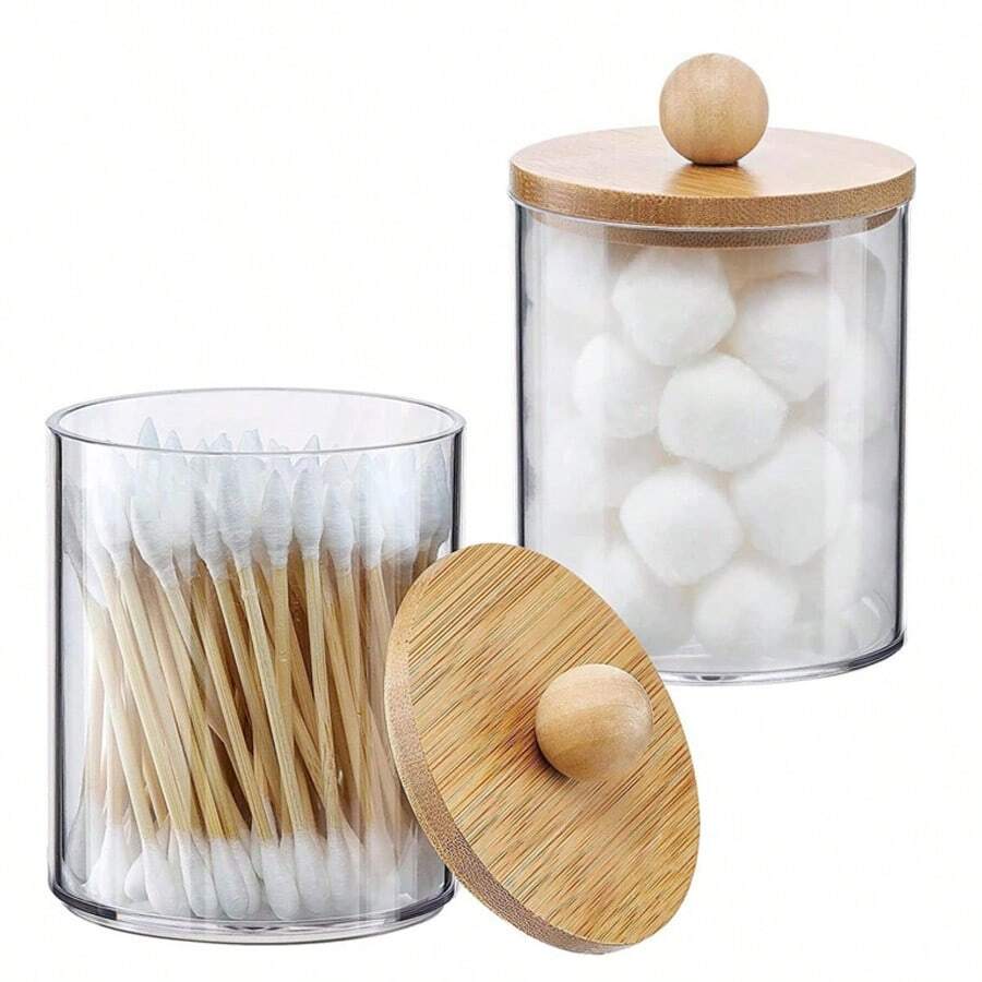 Wattestäbchenhalter Mit Deckel - Schwarzer Harz-Behälter Für Badezimmer