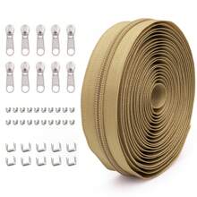 1 Set = 4.5M Zipper + 10 Zipper Pulls + 20 Top Stops + 10 Bottom Stops, #5 Nylon Zippers, 85 Color Options, Suitable For Garments, Bags, Home Textiles, Bedding