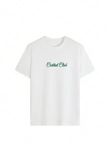 Women's Summer New Arrival Minimalist Golf Badge Graphic White Short Sleeve T-Shirt, Casual Round Neck Versatile Daily Wear Top - White - View 4