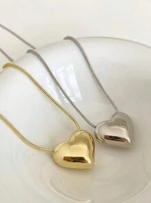 1 pieza Collar con colgante en forma de corazón elegante y minimalista para mujer, cadena clavicular versátil Y2K simple y delicada apta para uso diario, fiestas, citas, estilo callejero, festivales de música, playas y viajes