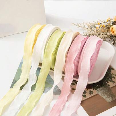 褶皱雪纺丝带DIY蝴蝶结、花束包装、马卡龙彩色丝带、花店、蛋糕工艺材料情人节