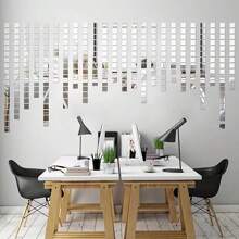 [Qty: 20/50/100/200/500/1000 Pcs] 2cm Square Acrylic Mirror Mosaic Tiles, Self-Adhesive Geometric Wall Stickers For Bedroom, Living Room, Bathroom Decor, Glass Surface, Shiny And Reusable, DIY Mirror Tiles Home Decor, Multi-Surface Installation